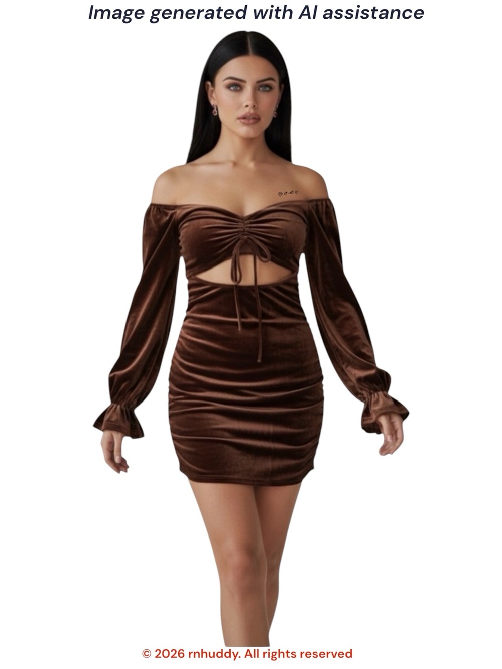 NWT Urban Outfitters M bronze velvet center cutout ruched mini dress